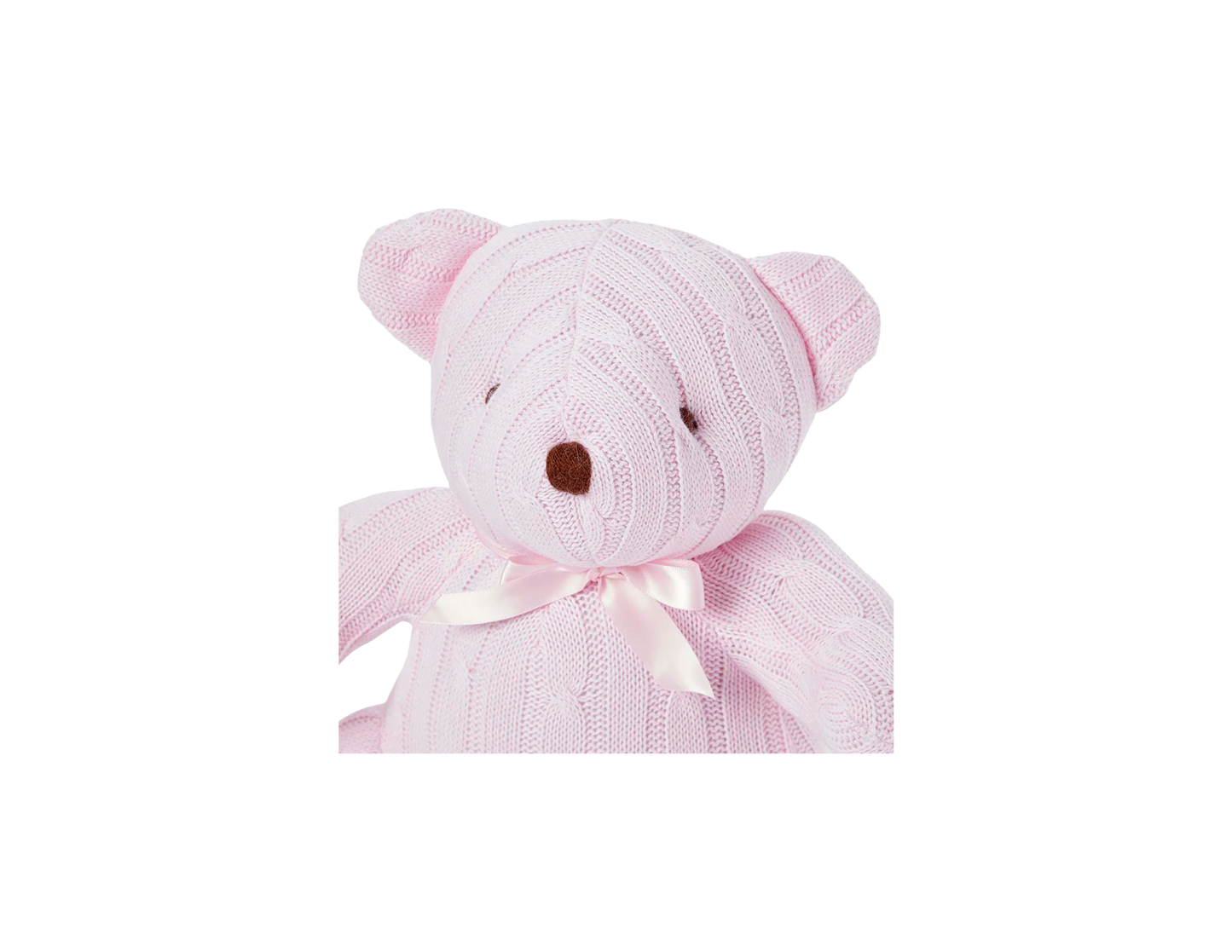Close up picture of the bear to show that the eyes and nose are sew ins instead of being made from glass.