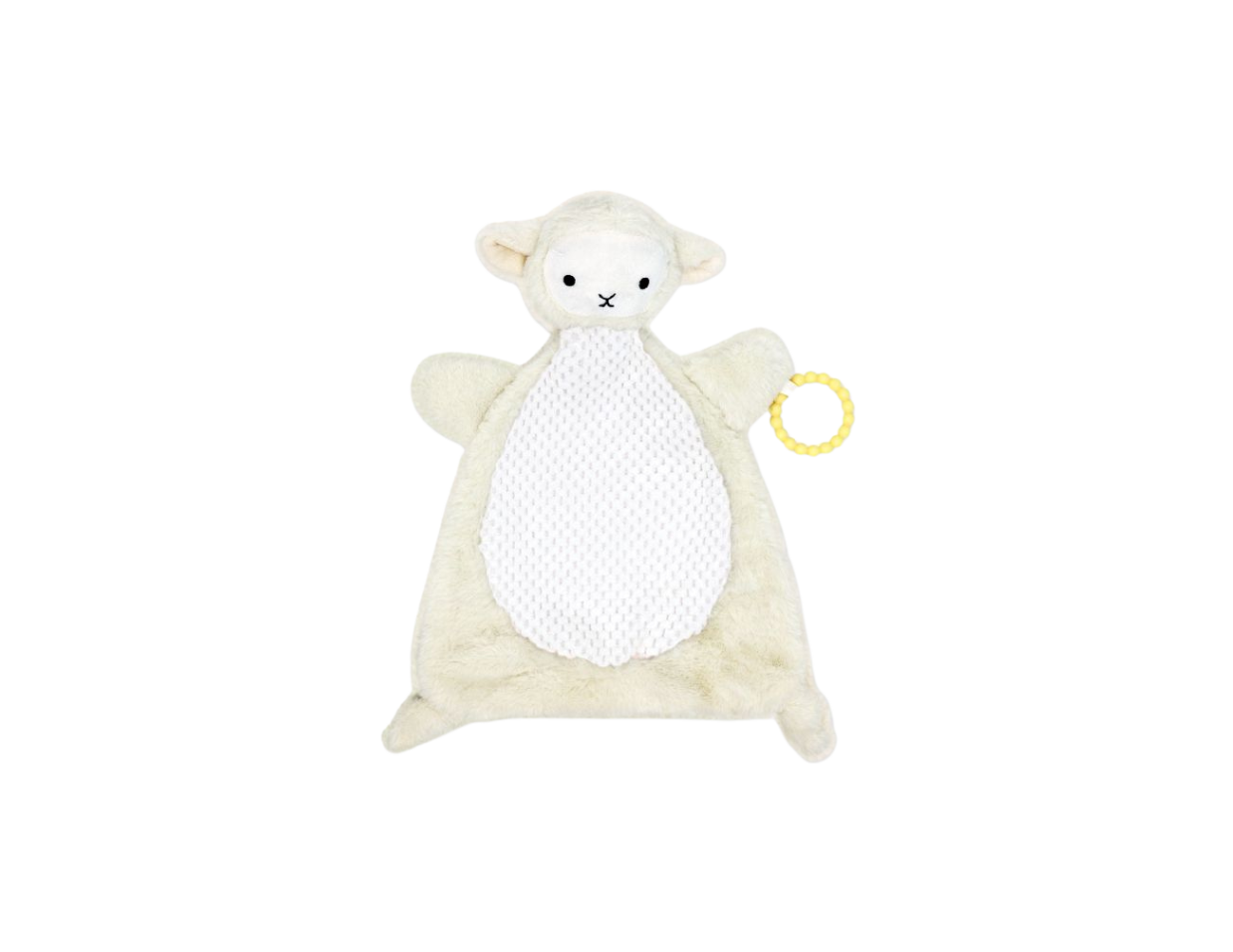 The flat plush activity toy-Ivory lamb is perfect for babies from 0 months and up. Made from 100% polyester. Lightweight and portable, it's perfect for on the go play. BPA free teether.
-Machine washable for easy cleaning.
-15" high