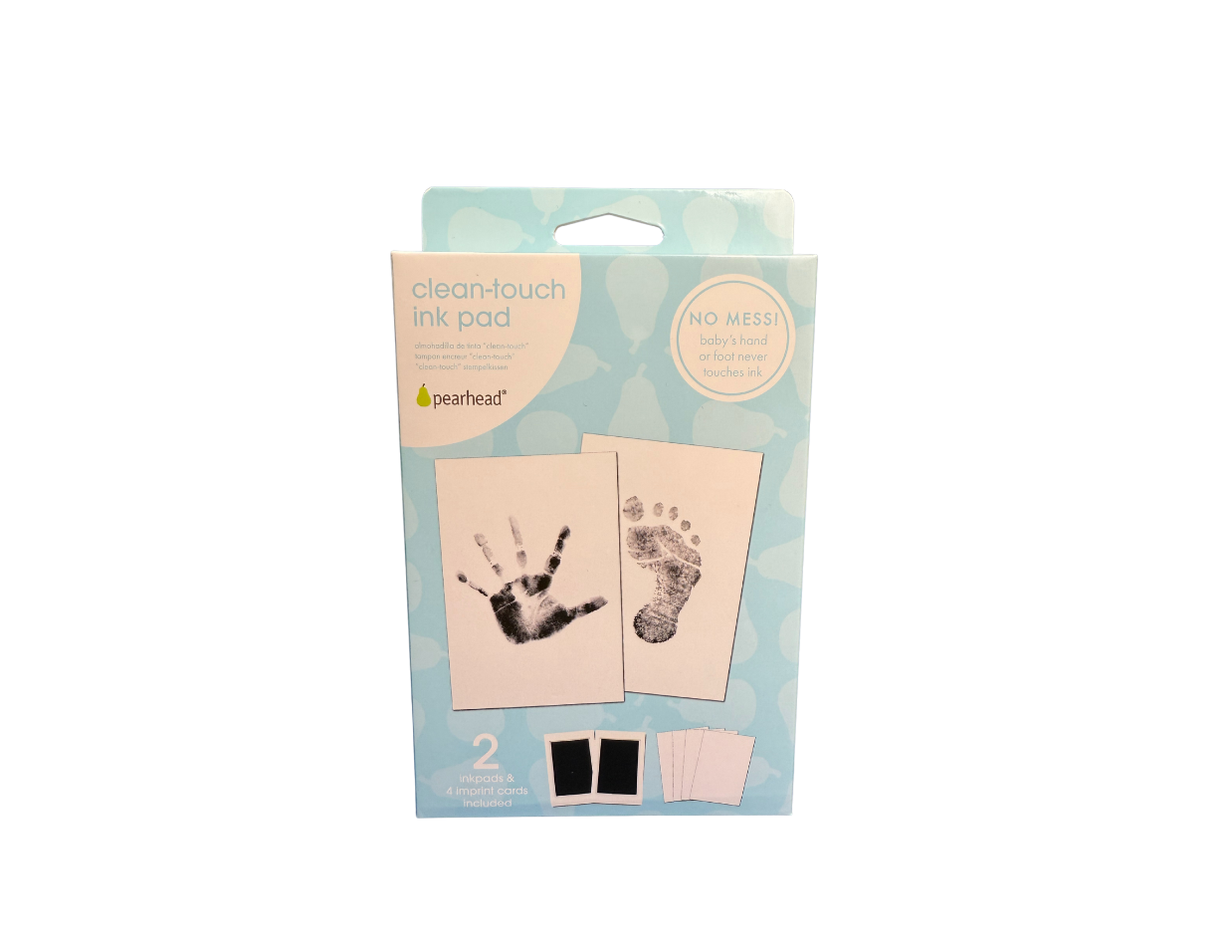 -Our Clean-Touch Ink Pad set is a mess-free and easy way to create a lasting memory of your baby's tiny print. Just press your baby's hand or foot onto the ink pad to transfer a detailed print. Your baby's skin will never touch the ink. Now you will always be able to remember how little your baby's piggies were! Our ink pads are for newborns only and are a two-time use maximum. Ink pads will accommodate hands/ feet up to 3.5" long x 2.25" wide.