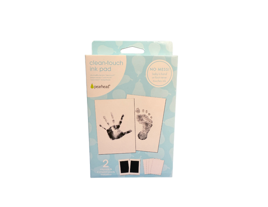 -Our Clean-Touch Ink Pad set is a mess-free and easy way to create a lasting memory of your baby's tiny print. Just press your baby's hand or foot onto the ink pad to transfer a detailed print. Your baby's skin will never touch the ink. Now you will always be able to remember how little your baby's piggies were! Our ink pads are for newborns only and are a two-time use maximum. Ink pads will accommodate hands/ feet up to 3.5" long x 2.25" wide.