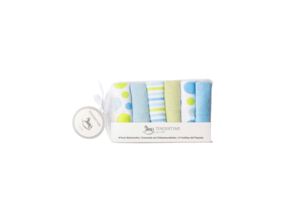 Tendertyme's blue washcloths&nbsp;6-pack

Soft, durable washcloths in a convenient pack, perfect for gentle cleansing and care routines for baby.

Made of 80% cotton and 20% polyester.

9"x9"
