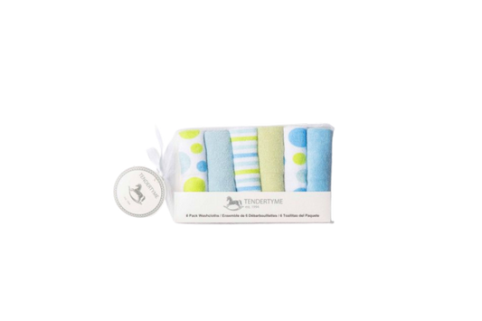 Tendertyme's blue washcloths&nbsp;6-pack

Soft, durable washcloths in a convenient pack, perfect for gentle cleansing and care routines for baby.

Made of 80% cotton and 20% polyester.

9"x9"
