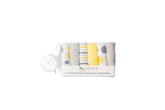 Tendertyme's Neutral washcloths 6-pack

Soft, durable washcloths in a convenient pack. Perfect for gentle cleansing and care routines for baby.

Made of 80% cotton and 20% polyester.

9"x9"