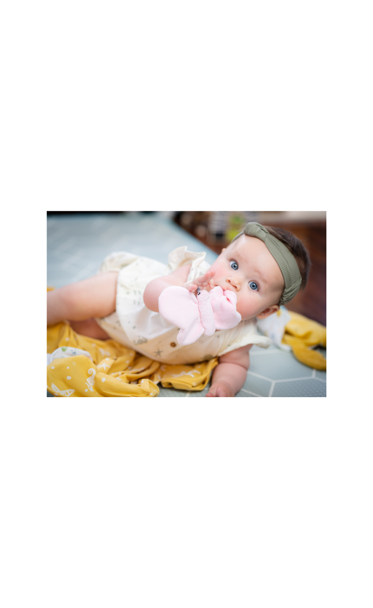 Baby playing with butterfly crinkle toy