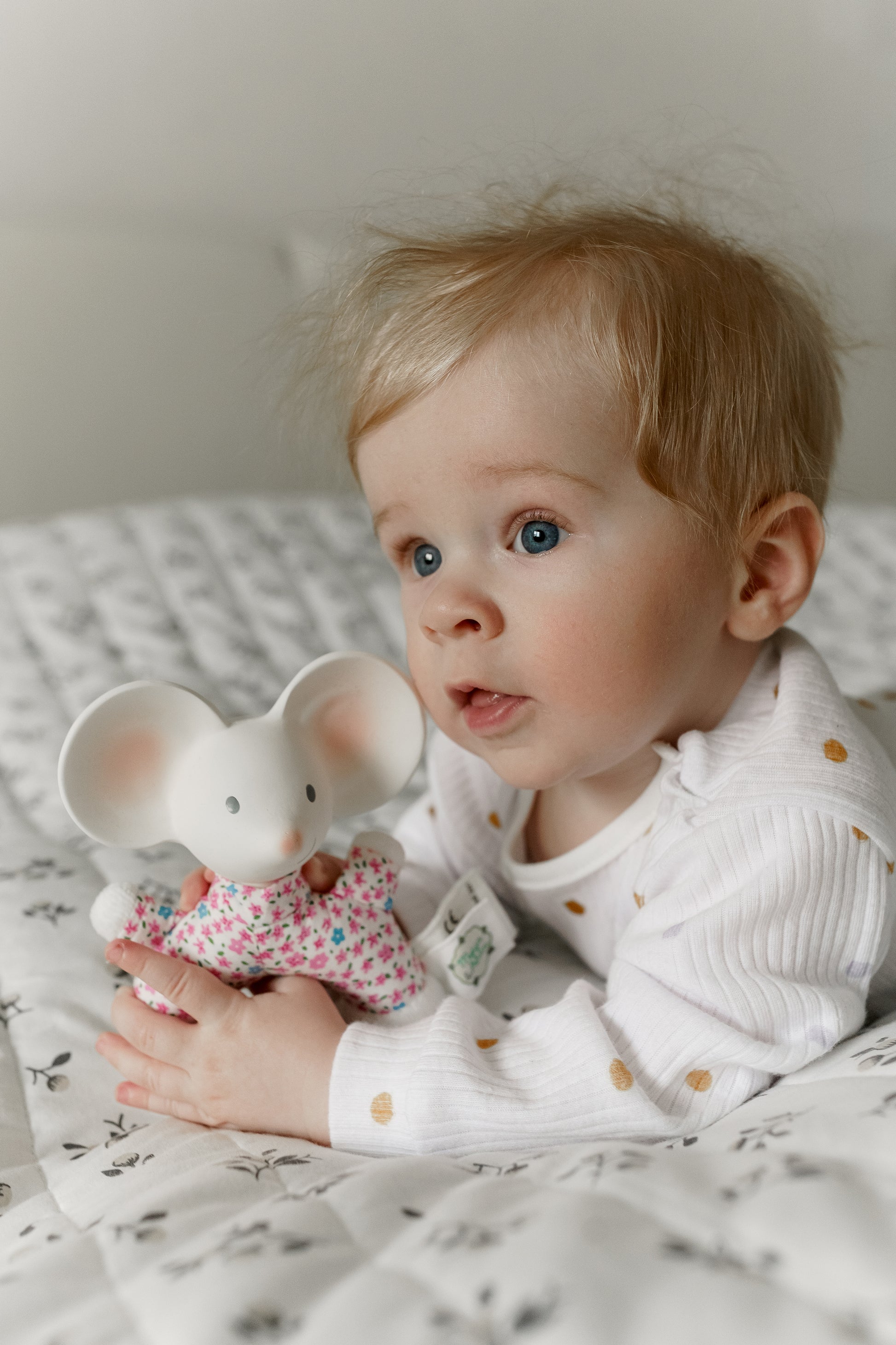 Baby playing with the rattle