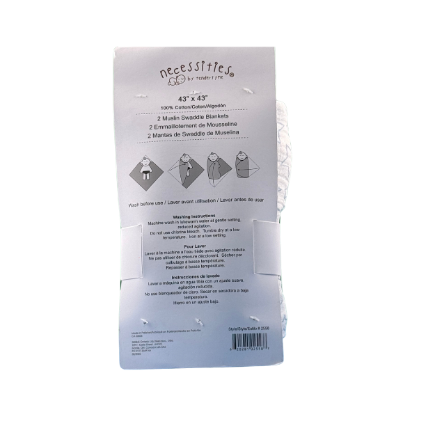 Necessities by Tendertyme's Blue Star Wave Muslin Swaddle Blankets on display. Made of soft breathable muslin, perfect for a good night's sleep.

-Set of Two.
-100 % Cotton

43"x43"