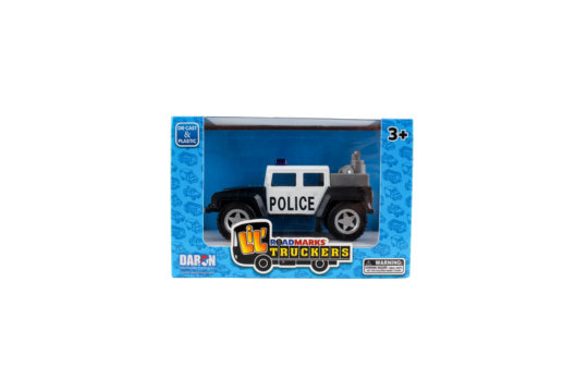 The DLT102 Lil Truckers Police ATV is a rugged and ready toy car, perfect for children aged 3 and up. Measuring approximately 5 inches in length, it's designed for little hands and is part of a collectible set. This toy is built to take on any obstacles, inspiring imaginative and fun play. Get your child ready for exciting adventures with this durable and engaging Police ATV toy car.