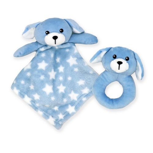 Delight your little one with the cuddly Puppy Nunu with Ring Rattle by Jesse + Lulu. Soft plush Puppy and a rattle for engaging sensory play from 6 months+.