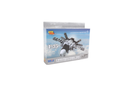 F-35 Construction Toy has 124 pieces. Compatible with other construction block toys.&nbsp; Perfect for aspiring pilots and engineering enthusiasts. Get ready to assemble and conquer the skies!&nbsp;

Perfect for ages 5 Years +

Contains small parts, not suitable for kids under 3 Years