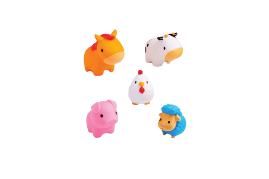 Bring the farm to bath time with the 5-pack of adorable farm animal bath toys by Buba Baby. Squirtable for engaging sensory play from 6 months+.