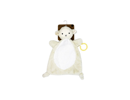 The flat plush activity toy-Ivory lamb is perfect for babies from 0 months and up. Made from 100% polyester. Lightweight and portable, it's perfect for on the go play. BPA free teether.

-Machine washable for easy cleaning.

-15" high