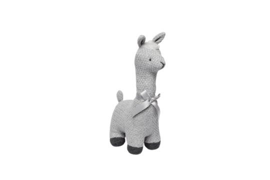 Cuddle up with our grey Baby Mode Signature cable knit stuffed llama. A soft and huggable companion for your little one's nursery. Perfect for play and snuggles.

100% Cotton-Exterior

100% Polyester-Fill

Dimensions: 7"x4"x12"H