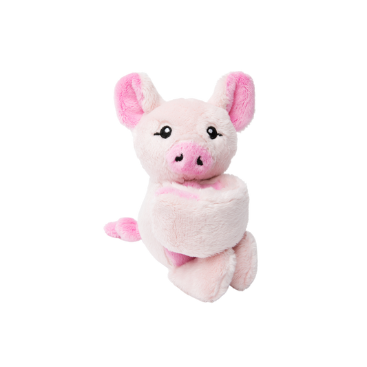Harper the Pig with her arms  folded in on display 