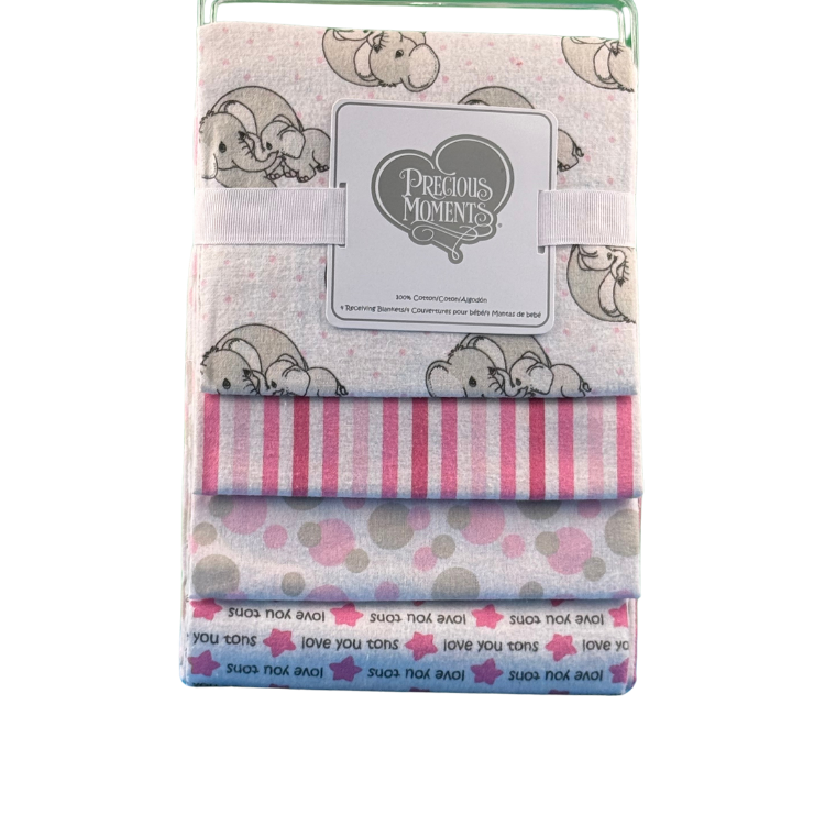 The Love You Tons Flannel Receiving Blankets on Display
