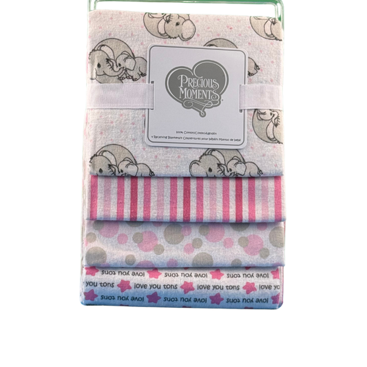 The Love You Tons Flannel Receiving Blankets on Display