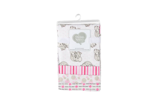 The Love You Tons Flannel Receiving Blankets from Precious Moments are an essential for newborn comfort. This 4-pack features blankets made from 100% cotton, ensuring a soft and gentle feel against your baby's delicate skin. Each blanket measures&nbsp;26” x 28”, perfect for swaddling, cuddling and travel.