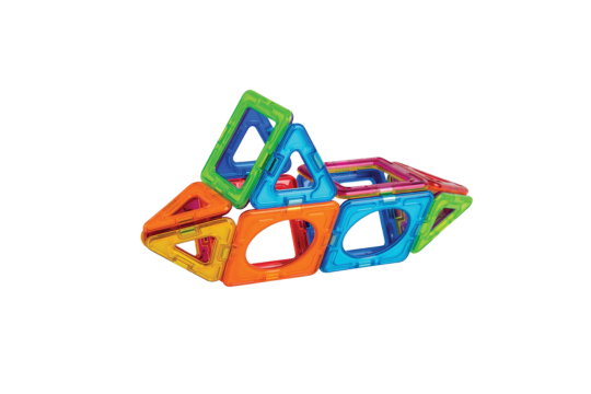 Introduces a new Magformers shape: square with circle inside (2 included in this set)! This new shape creates additional building opportunities, including circular windows or portholes! Also includes 4 square and 8 triangle Magformers shapes, plus a 19-page idea booklet.