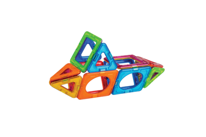 Introduces a new Magformers shape: square with circle inside (2 included in this set)! This new shape creates additional building opportunities, including circular windows or portholes! Also includes 4 square and 8 triangle Magformers shapes, plus a 19-page idea booklet.