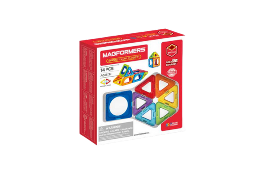 Introduces a new Magformers shape: square with circle inside (2 included in this set)! This new shape creates additional building opportunities, including circular windows or portholes! Also includes 4 square and 8 triangle Magformers shapes, plus a 19-page idea booklet.