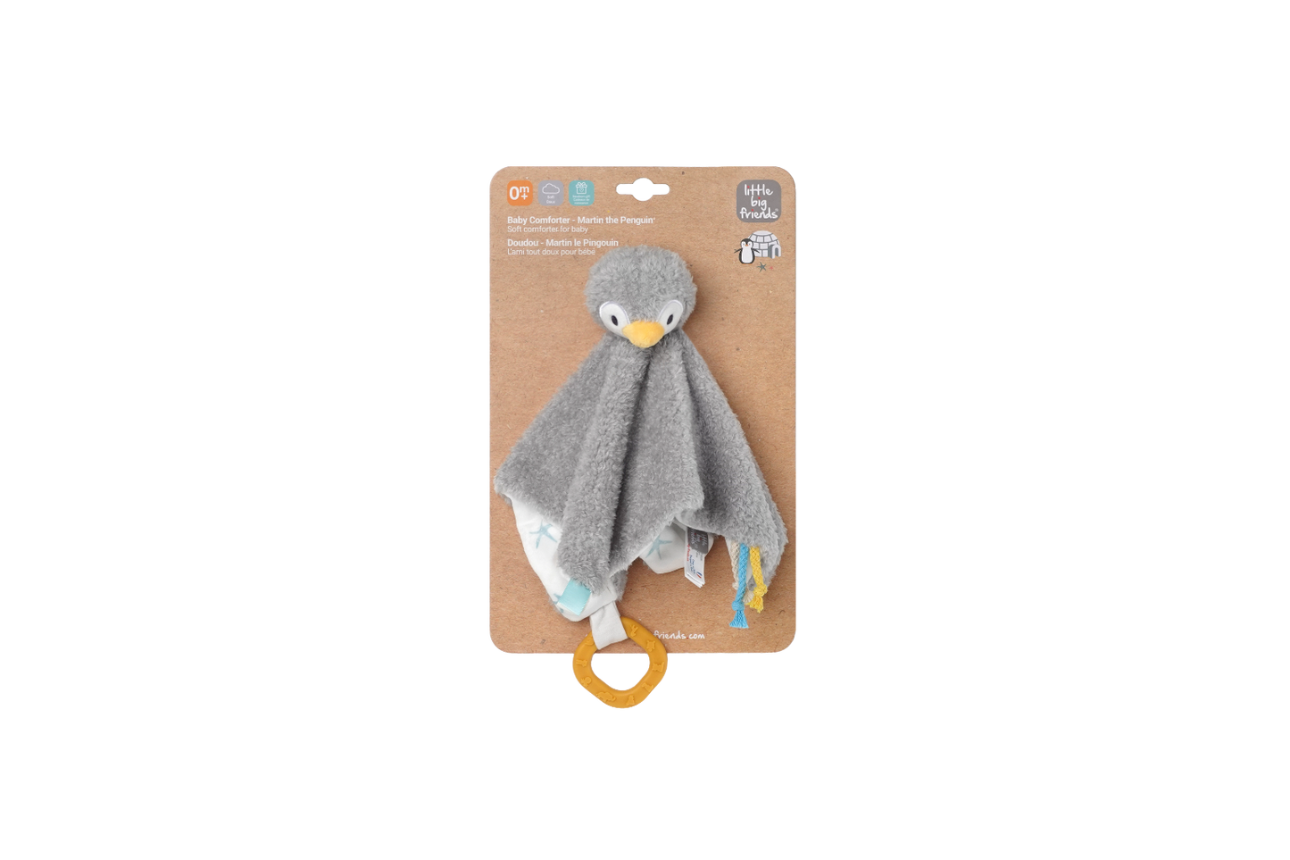 Martin The Penguin-Baby Comforter on a brown display box