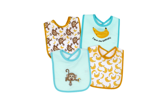Make meal time fun and easy with our buba baby 4 pack monkey bib set. Soft and durable, perfect for messy eaters.