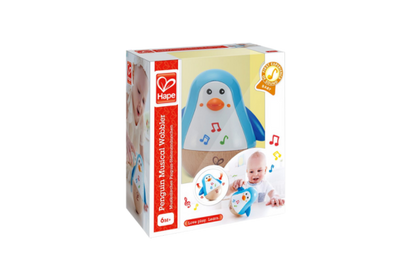 With the Penguin Musical Wobbler, Children can experience sound and delight in the penguin's soothing tinkling sounds and funny waddle. 6 Months+