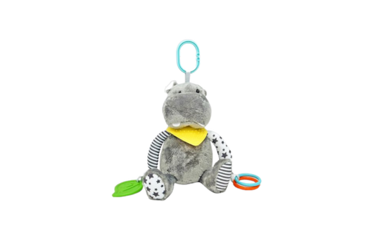 Key features:
• Crinkly ears for auditory stimulation
• Teething ring for soothing sore gums
• Rattle for cause and effect learning
• Multiple textures to encourage tactile exploration
• Vibrant colors to captivate visual attention