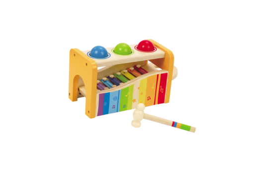 Pounding sends the balls tinkling over the xylophone. Pull out the keyboard and the xylophone can be played solo.

Ages: 12 Months+