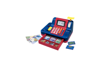 Practice math skills through role play with this teaching cash register! Includes Canadian play money. Learn coin ID, addition, subtraction &amp; place value via 4 engaging games. Develops imagination &amp; numeracy.
