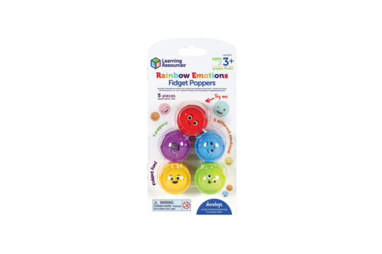 Build essential fine motor skills with this colorful set of silicone poppers.
Use your fingers to pop these in and out, for fun sensory fidget play. With 5 unique emoji faces, these poppers are also a great way to introduce SEL skills to young learners.
Ages: 3Y+