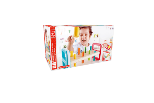 This cute pounding bench teaches kids about colors and counting. Hammer in all the pegs, then flip it over to start again.

Ages: 12 Months+