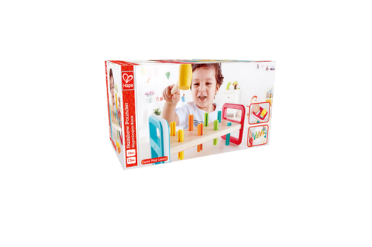 This cute pounding bench teaches kids about colors and counting. Hammer in all the pegs, then flip it over to start again.

Ages: 12 Months+