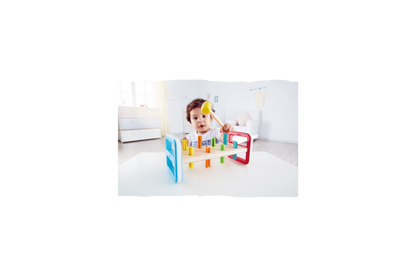 This cute pounding bench teaches kids about colors and counting. Hammer in all the pegs, then flip it over to start again.

Ages: 12 Months+
