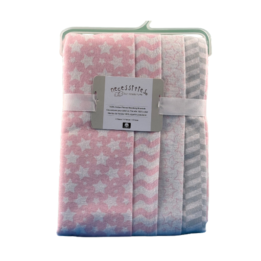 Necessities By Tendertyme receiving Blankets- 4 Pack&nbsp on display

Soft and cozy receiving blankets featuring pink stars/wavy patterns. Perfect for newborns.

100% Cotton
28" x 26"