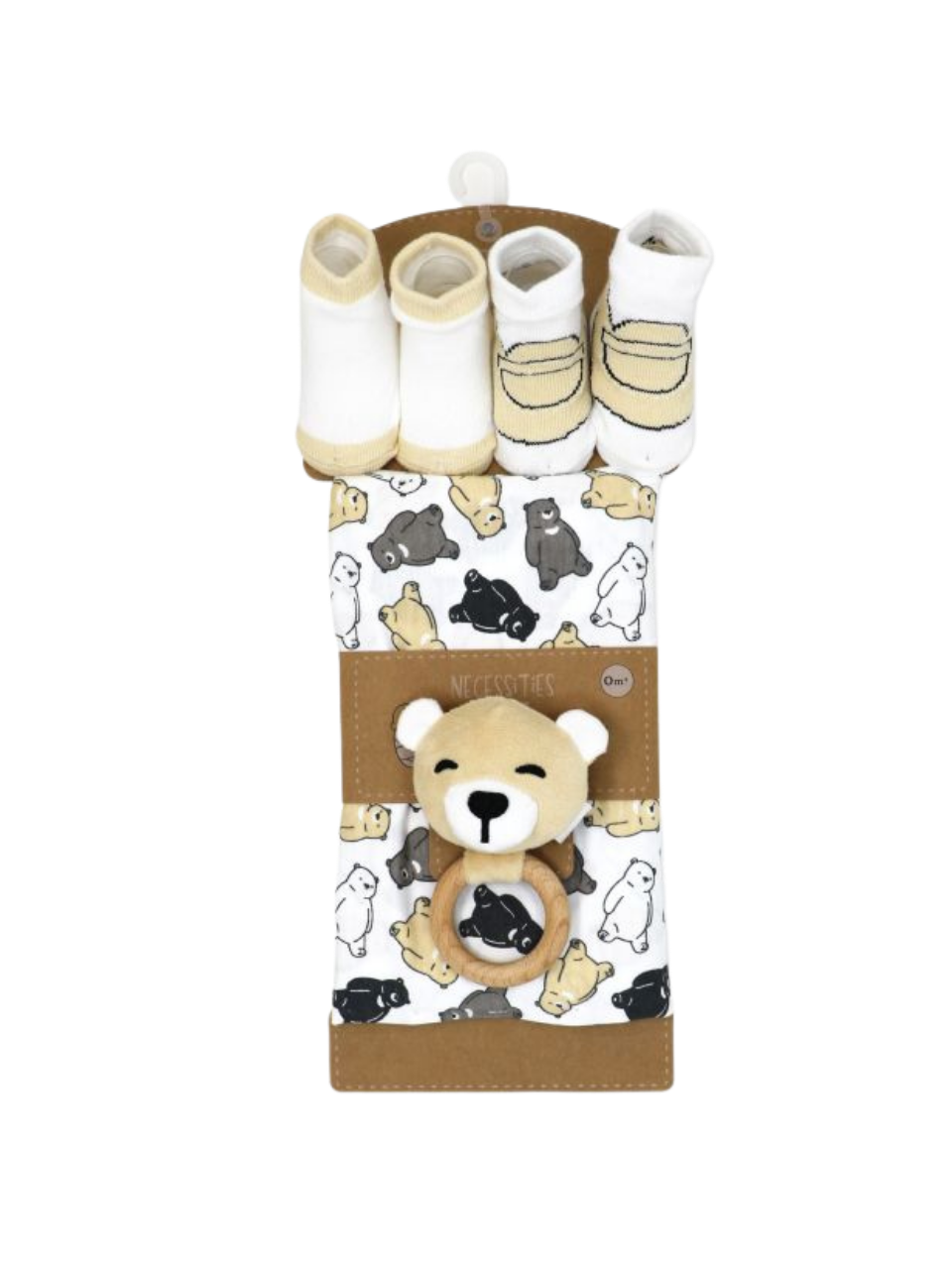 Knit Swaddle Set on a brown display box