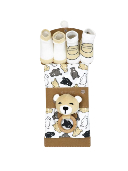 Knit Swaddle Set on a brown display box