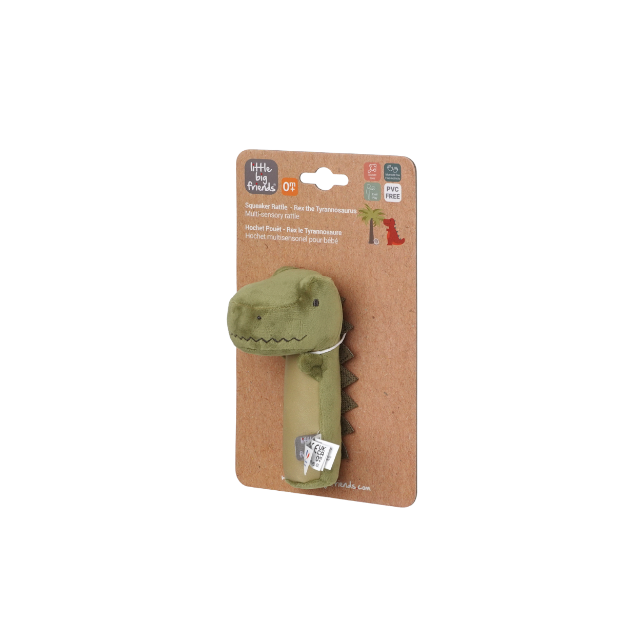 Squeaker Rattle - Rex the Tyrannosaurus on a brown display box