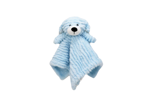 Snuggle up with the charming&nbsp;Ridged Plush Nunu Security Blanket - Blue Dog&nbsp;from Baby Mode! This plush security blanket combines comfort and cuteness, featuring a friendly blue dog that will quickly become your child's favorite companion. 
