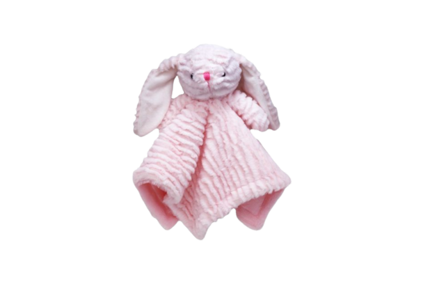 Snuggle up with the charming Ridged Plush Nunu Security Blanket - Pink bunny from Baby Mode! This plush security blanket combines comfort and cuteness, featuring a super cute bunny that will quickly become your child's favorite companion.