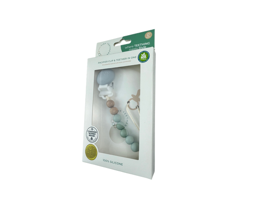 Made with food grade silicone beads making them safe to teethe on and gentle on baby's gums. Free of BPA, lead, cadmium, phthalates and other heavy metals.

Washing Instructions: Wash pacifier clip in warm soapy water, rinse and pat dry. Not dishwasher or sterilizer safe.