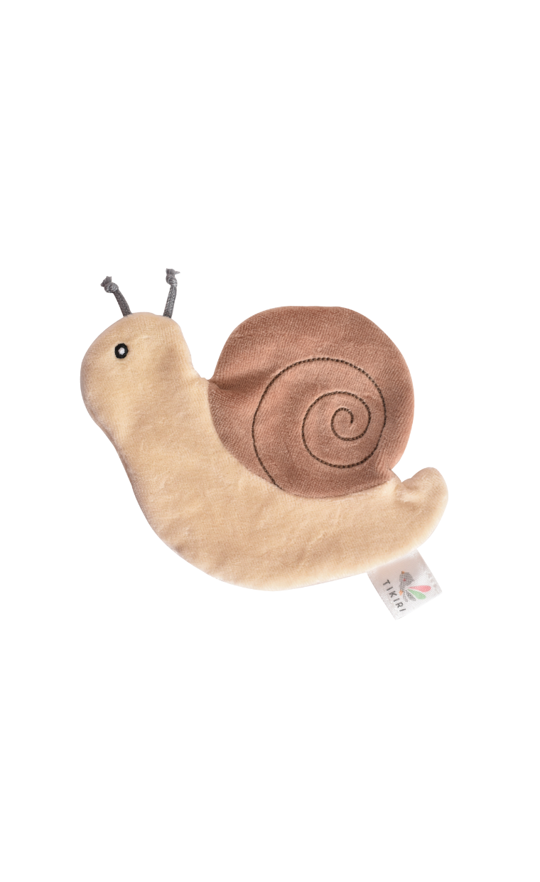 This snail crinkle toy offers a pleasing sensory experience for little ones. 
Ages: 0+months
Height: 4.7"