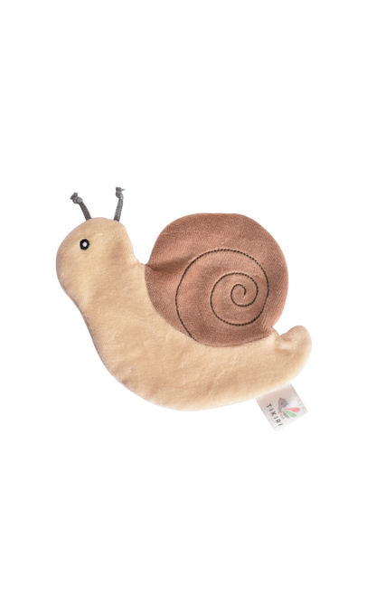 This snail crinkle toy offers a pleasing sensory experience for little ones. 
Ages: 0+months
Height: 4.7"