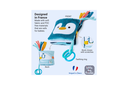 Ocean - Soft Activity Book 2-in-1 with descriptions about the book-showing the front and back-teething rings