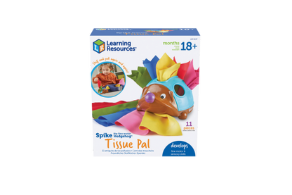 Spike the Fine Motor Hedgehog Tissue Pal-Learning Resources. Pinch, pull and stuff your way to new fine motor and sensory skills with this adorable toy and it's 10 machine washable fabric tissues in 5 colors.

Ages:18 Months+