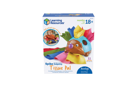 Spike the Fine Motor Hedgehog Tissue Pal-Learning Resources. Pinch, pull and stuff your way to new fine motor and sensory skills with this adorable toy and it's 10 machine washable fabric tissues in 5 colors.

Ages:18 Months+