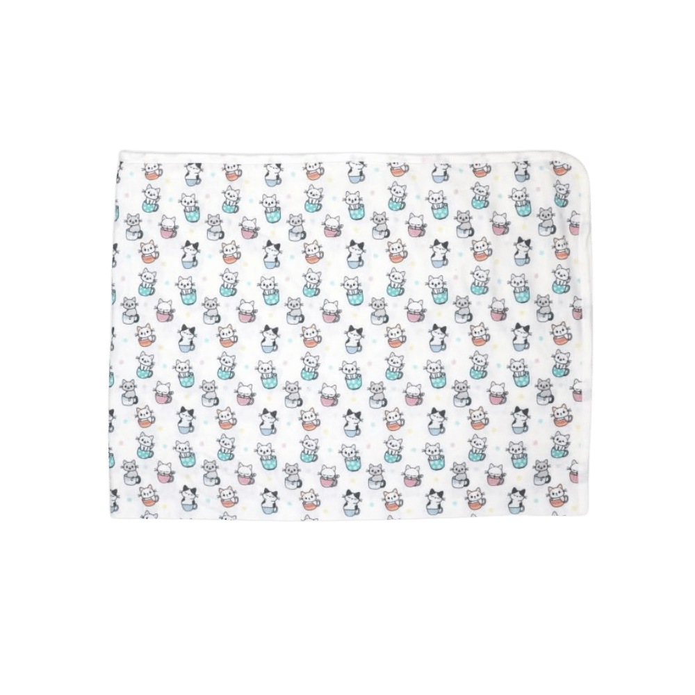 4 Pack Knit Swaddle Set-White Kitty