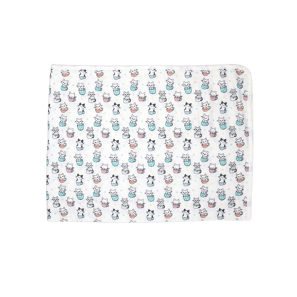 4 Pack Knit Swaddle Set-White Kitty