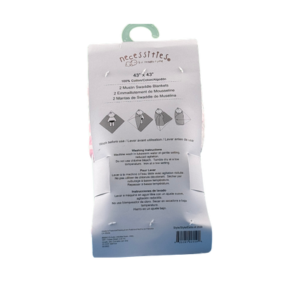 Tendertyme's Pink Star/Wave Muslin Swaddle Blankets on display with instructions on how to use the blankets.
Made of soft breathable muslin, perfect for a good night's sleep.
-Set of Two.
-100 % Cotton

43"x43"