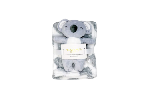 TAHARI BABY Brand

Super Soft Plush Koala Blanket And Buddy

100% Polyester

Blanket: 30" x 40"

Toy Height: 12"