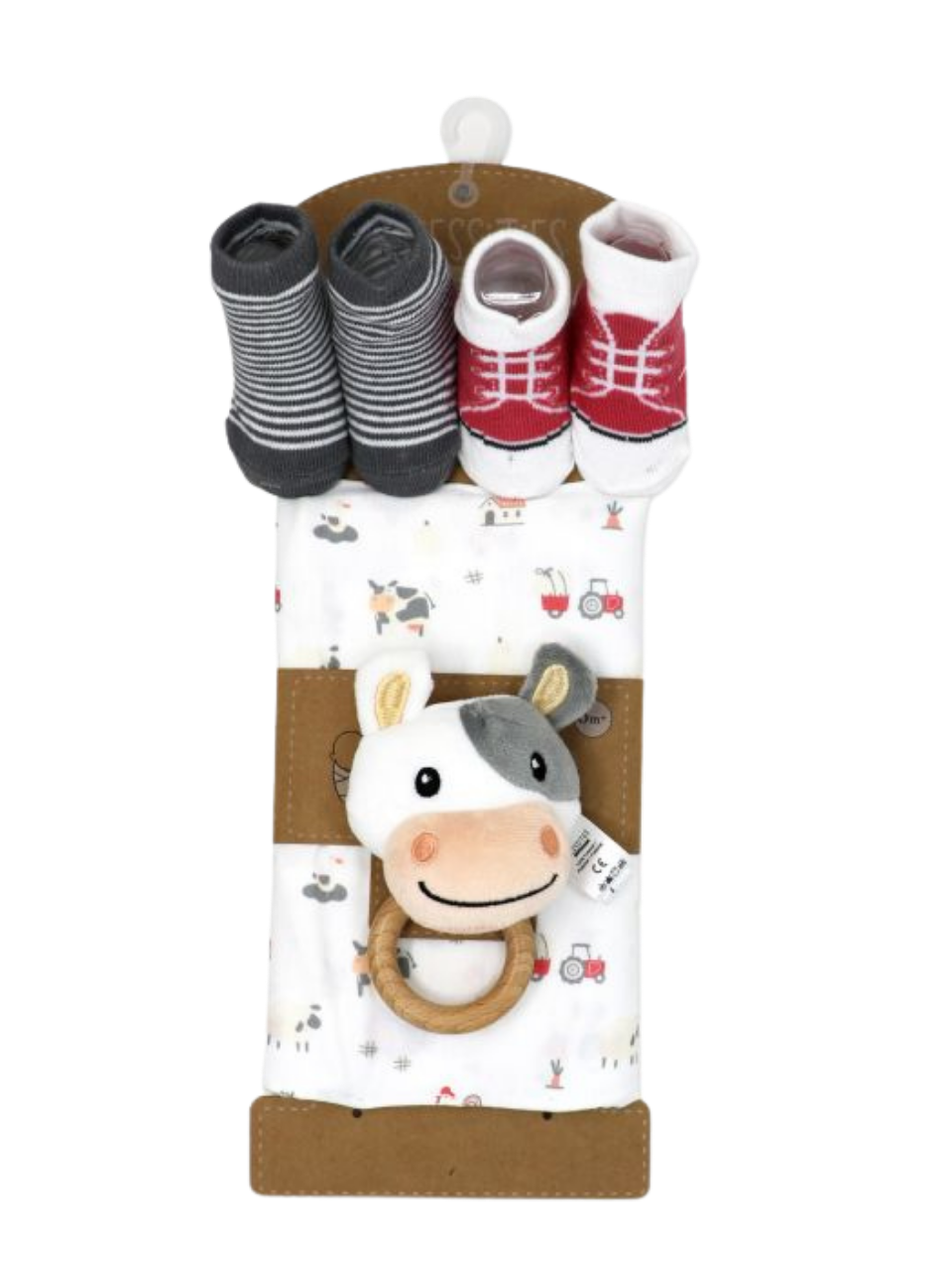 Knit Swaddle Set on a brown display box